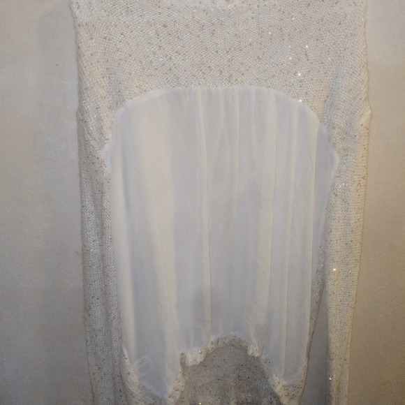 White with gold sequin size XL sweater by Decree - Picture 3 of 3